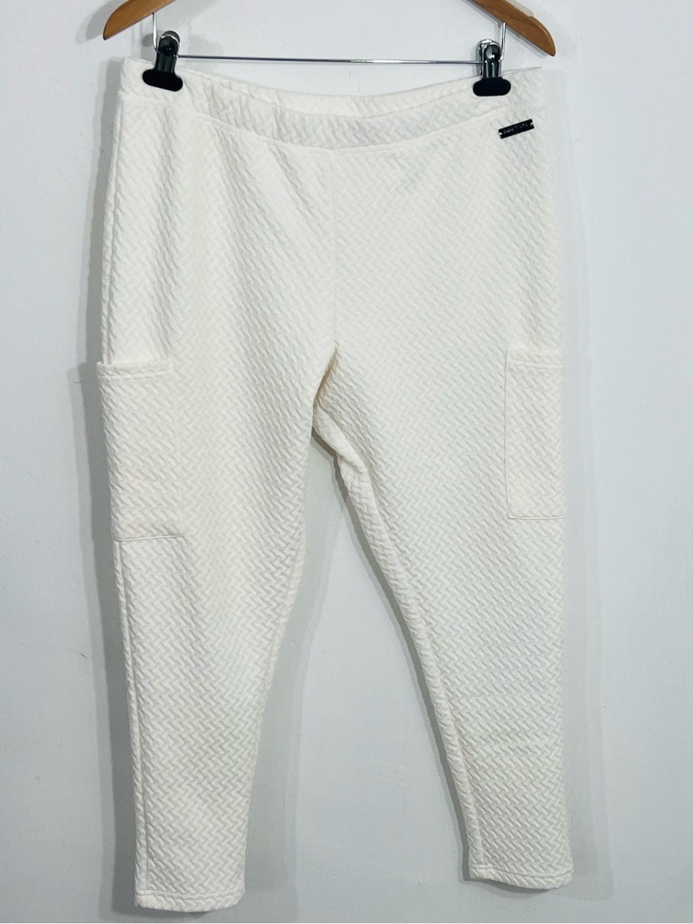 Nine West Active Textured Waffle Knit Pull On Leggings XL Elastic Waist Pockets